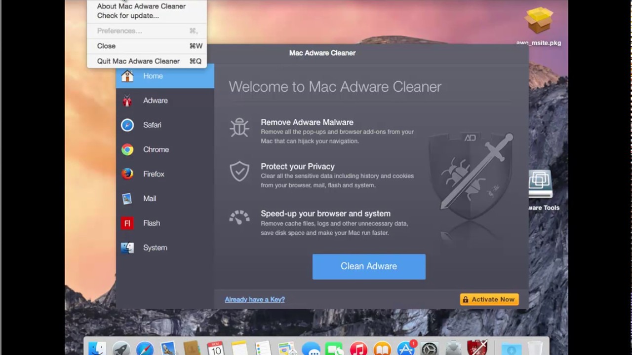 Remove advanced mac cleaner pop up